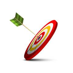 Dart in Center of Target Vector Icon. Bullseye Dartboard Symbol. Succes in Business Concept.