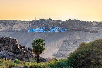 New construction of Nubian traditional village in the far view, Egypt