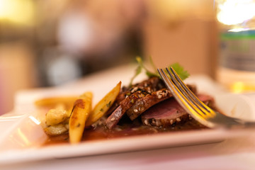 Closeup Fleisch auf Teller