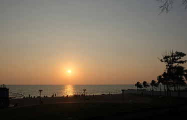 Sunset on the seashore in Thailand.