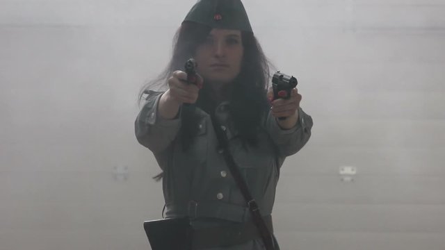 Cold War - Female officer firing 2 guns