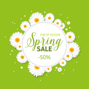 Spring Sales Background With Flowers