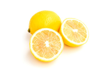 yellow lemon on white background