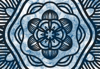 Abstract mandala graphic design and watercolor digital art painting for ancient geometric concept background