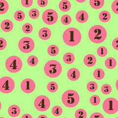 Numbers and circles, education, school concept. Seamless vector EPS 10 pattern. Flat style
