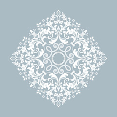 Damask graphic ornament. Floral design element. Blue vector pattern