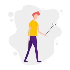 Young millennials man  with smart phone . Millennials using smart phones. Millennial, conceptual illustration.