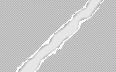 Fototapeta na wymiar Torn paper edge. Torn paper stripes. Ripped squared horizontal paper strips. Vector illustration