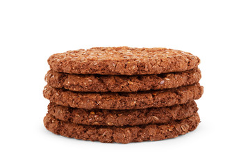 Chocolate chip cookies isolated on white background. Sweet biscuits. Homemade pastry
