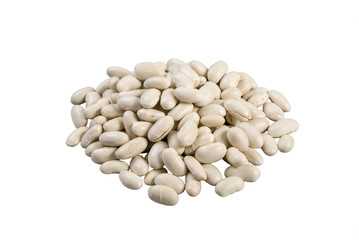 White bean heap isolated on white background. nutrition. bio. natural food ingredient.