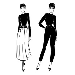 Beautiful woman in retro style . vintage dress sixties years.