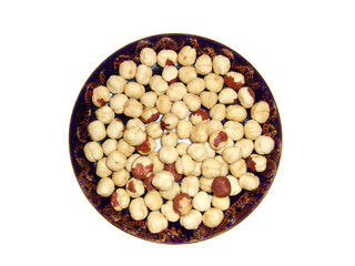 hazelnut peeled on a plate