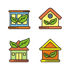 Set of green house vector illustration. Green house icon 