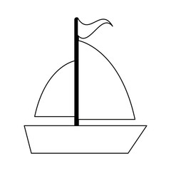 Sailboat travel symbol isolated in black and white