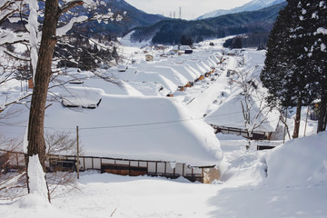大内宿の冬景色　福島県