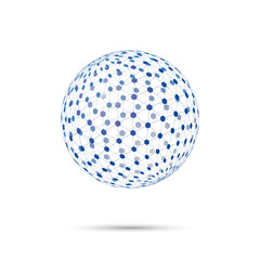 Abstract levitating transparent tesseract sphere vector illustration isolated on white background