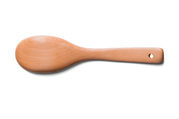 Big wooden spoon isolated