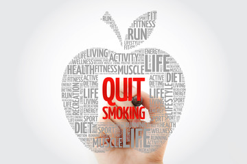 Quit Smoking apple word cloud with marker, health concept