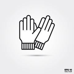 Gardening gloves line icon. EPS 10 vector workin gloves symbol.