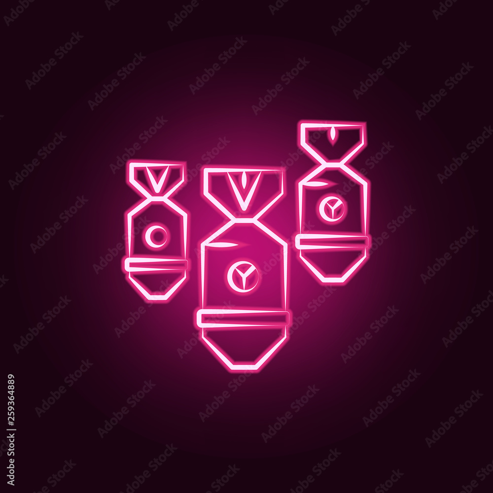 Poster atomic bomb neon icon. elements of mad science set. simple icon for websites, web design, mobile app