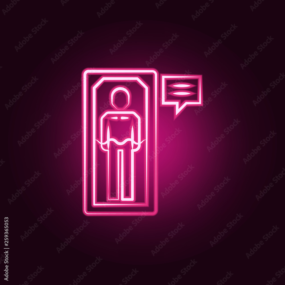 Poster suspended neon icon. elements of mad science set. simple icon for websites, web design, mobile app, 