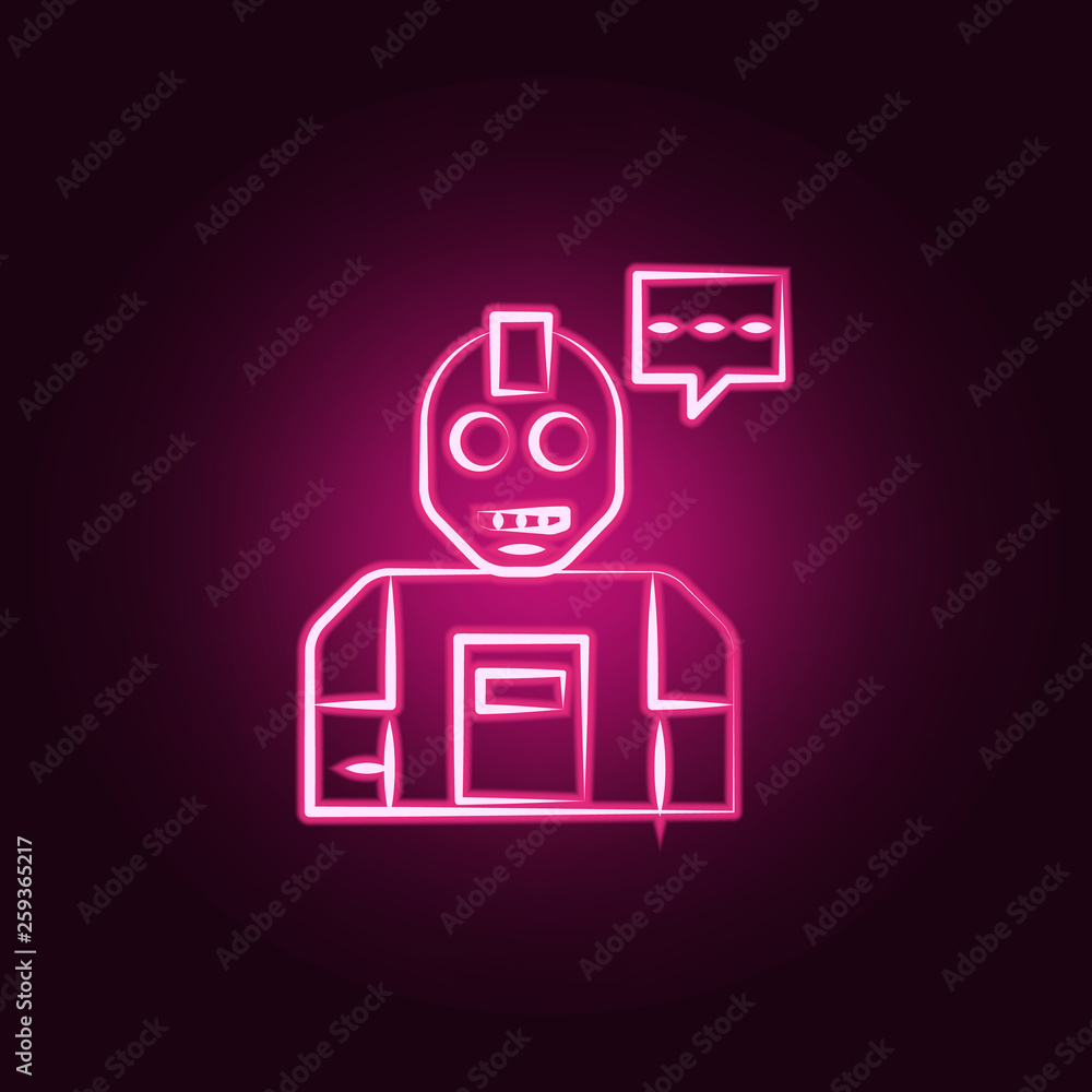 Poster humanoid neon icon. elements of mad science set. simple icon for websites, web design, mobile app, i