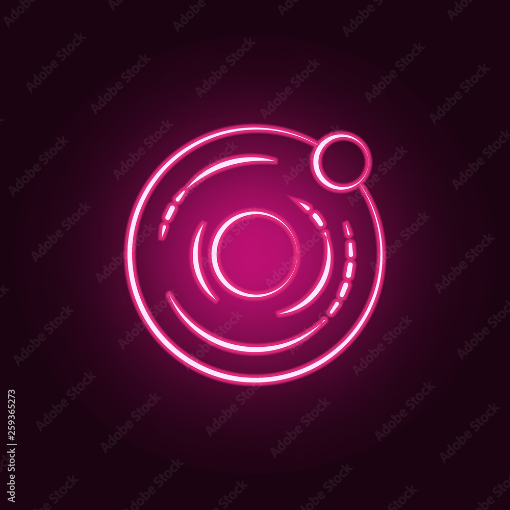 Poster dark matter neon icon. elements of mad science set. simple icon for websites, web design, mobile app