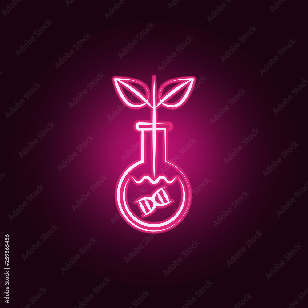 Poster transgenic neon icon. elements of mad science set. simple icon for websites, web design, mobile app,