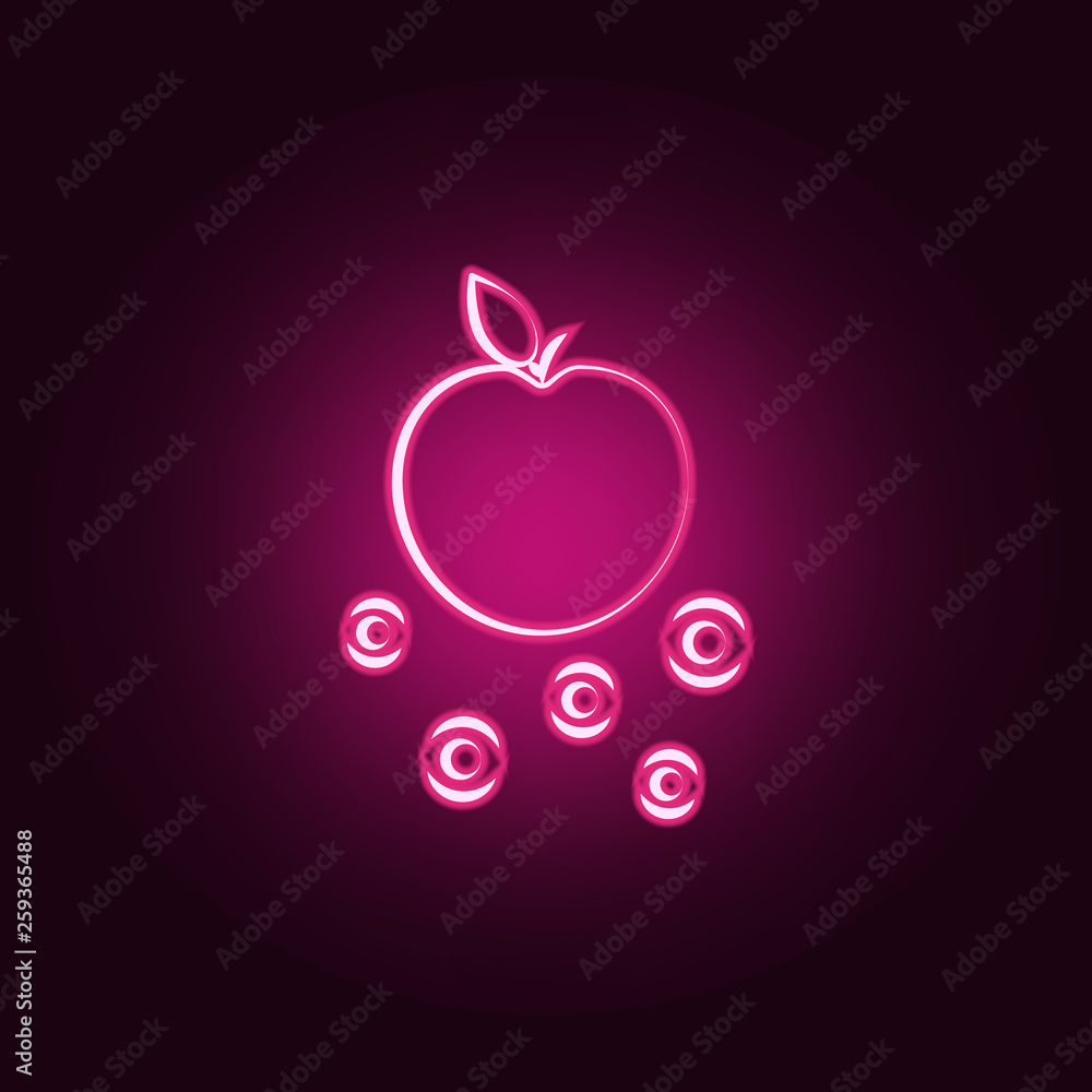 Poster gravitons neon icon. elements of mad science set. simple icon for websites, web design, mobile app, 