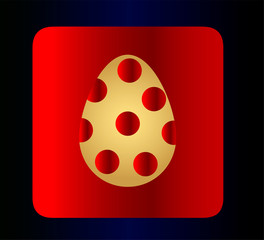 Beautiful red golden easter egg icon. Happy easter