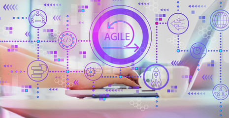 Agile concept with woman using a laptop