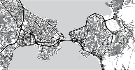 Urban vector city map of Florianopolis, Brazil