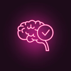 Brain bright healthy neon icon. Elements of probiotics set. Simple icon for websites, web design, mobile app, info graphics