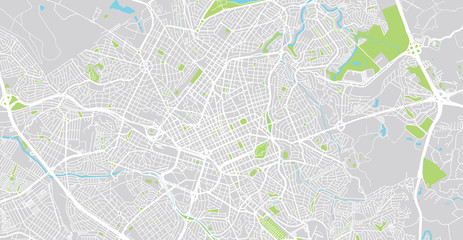 Urban vector city map of Campinas, Brazil