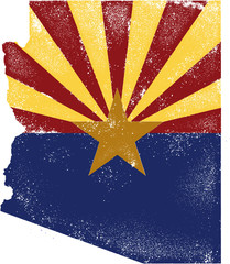 Distressed Arizona USA Flag in State Outline