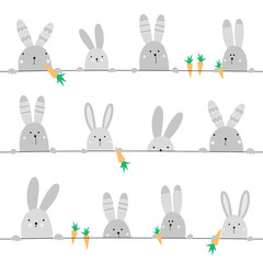 Obraz premium Cute seamless pattern with hares and carrot.