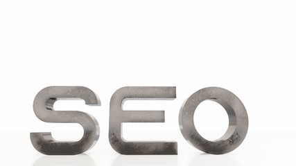 3D Rendering - Word SEO Material in steel - illustration