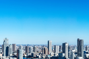 Fototapeta na wymiar Asia business concept for real estate and corporate construction - panoramic urban city skyline aerial view under blue sky in hamamatsucho, tokyo, Japan