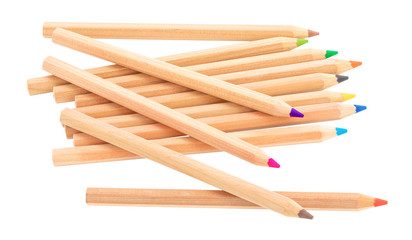 assorted color pencils, isolated on white background
