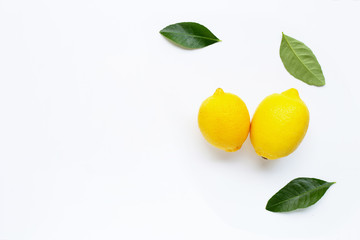 Fresh lemon on  white background.