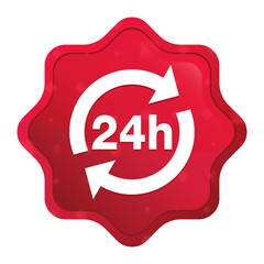 24 hours update icon misty rose red starburst sticker button