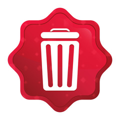 Bin icon misty rose red starburst sticker button