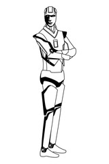 Fototapeta na wymiar humanoid robot avatar black and white