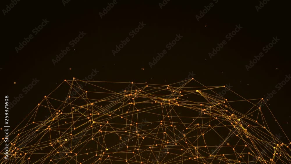 Aufkleber animation for sphere abstract dark brown digital data system nodes and connection paths. 3d illustra