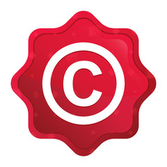 Copyright symbol icon misty rose red starburst sticker button
