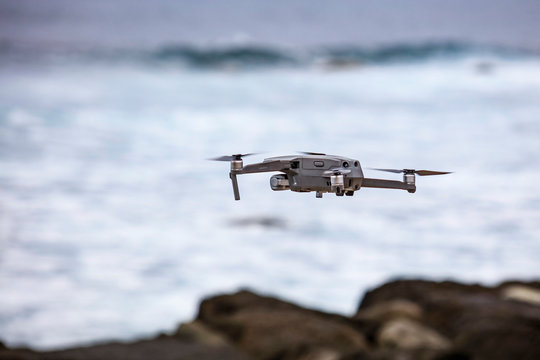 Drone in air and sea landscape 