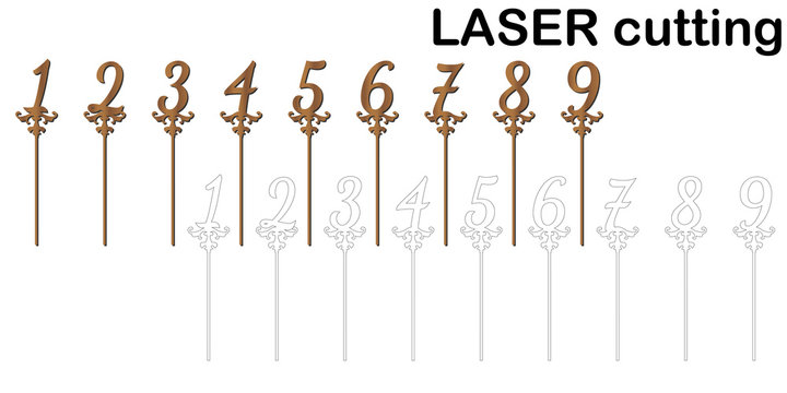 Cake topper with numbers for laser or milling cut.