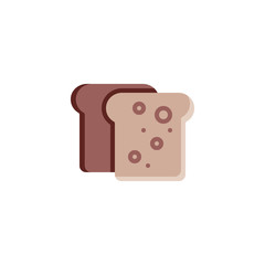 Two pieces of bread flat icon, vector sign, Toast bread colorful pictogram isolated on white. Breakfast food symbol, logo illustration. Flat style design