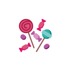 Lollipops candies and sweets flat icon, vector sign, Candies dessert colorful pictogram isolated on white. Symbol, logo illustration. Flat style design
