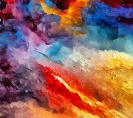 Impression color mix abstract texture art. Artistic bright background. Oil painting artwork. Modern style graphic wallpaper. Large strokes of paint. Colorful pattern for design work or wallpaper.